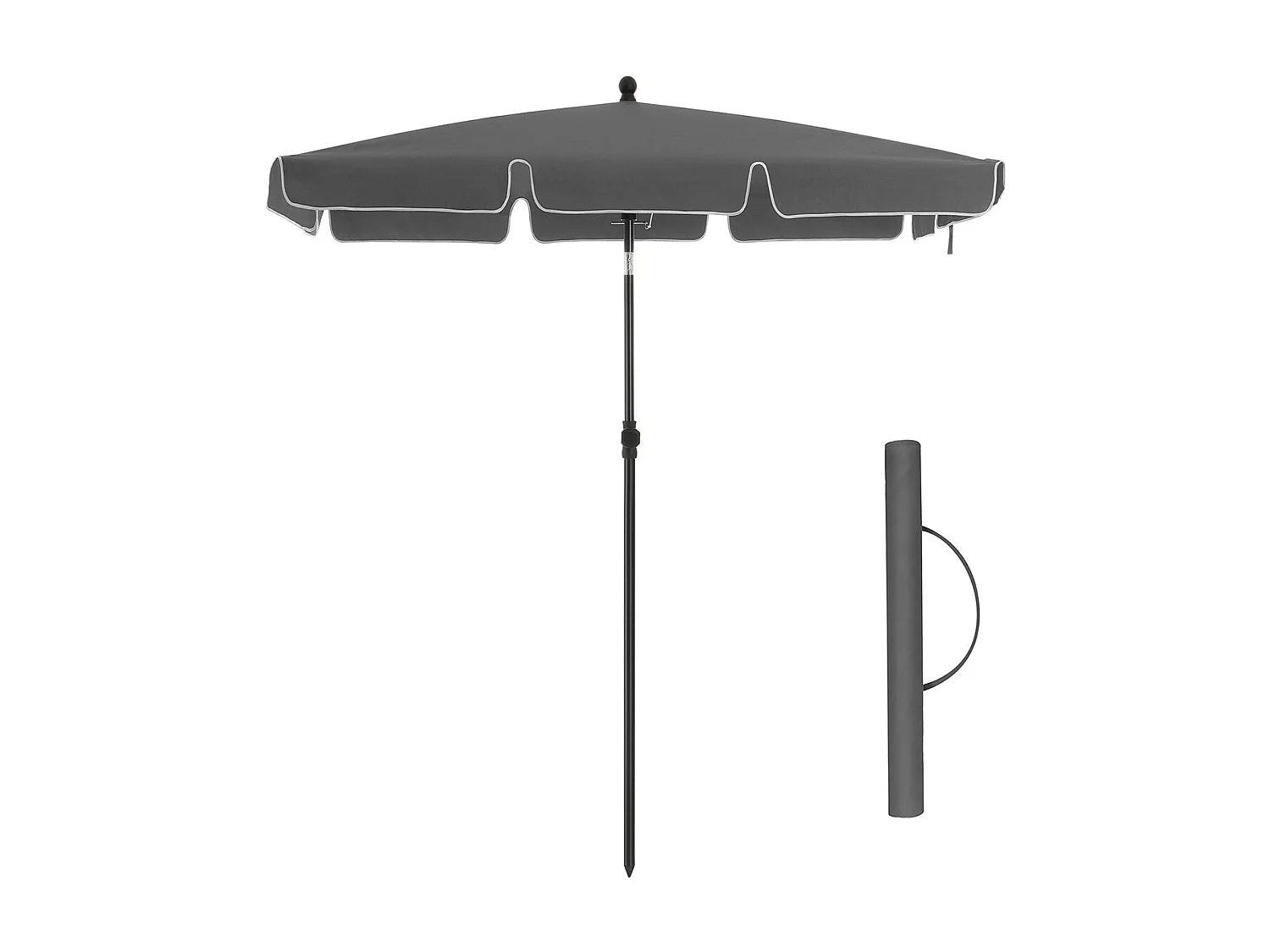 Sombrilla rectangular para balcón 2 x 1,25 m protección UPF 50+ cubierta con revestimiento de PA bolsa de transporte terraza jardín sin base gris 12_0001821