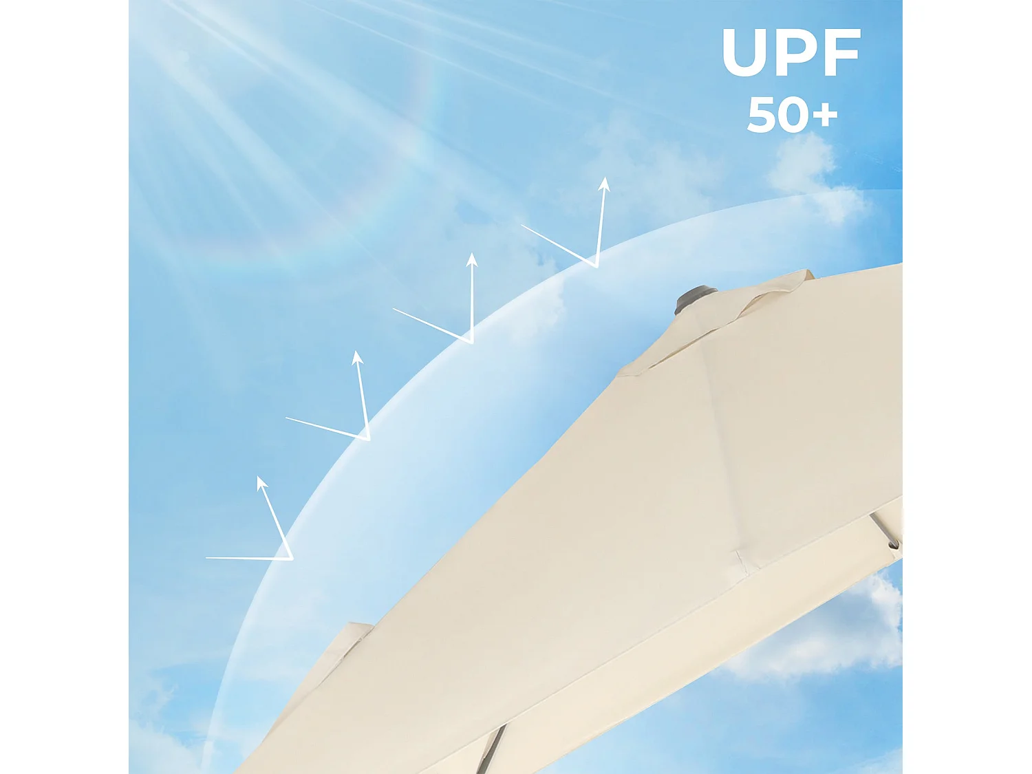 Parasol décentré de jardin beige 3 x 3 x 2.6 cm 12_0001786