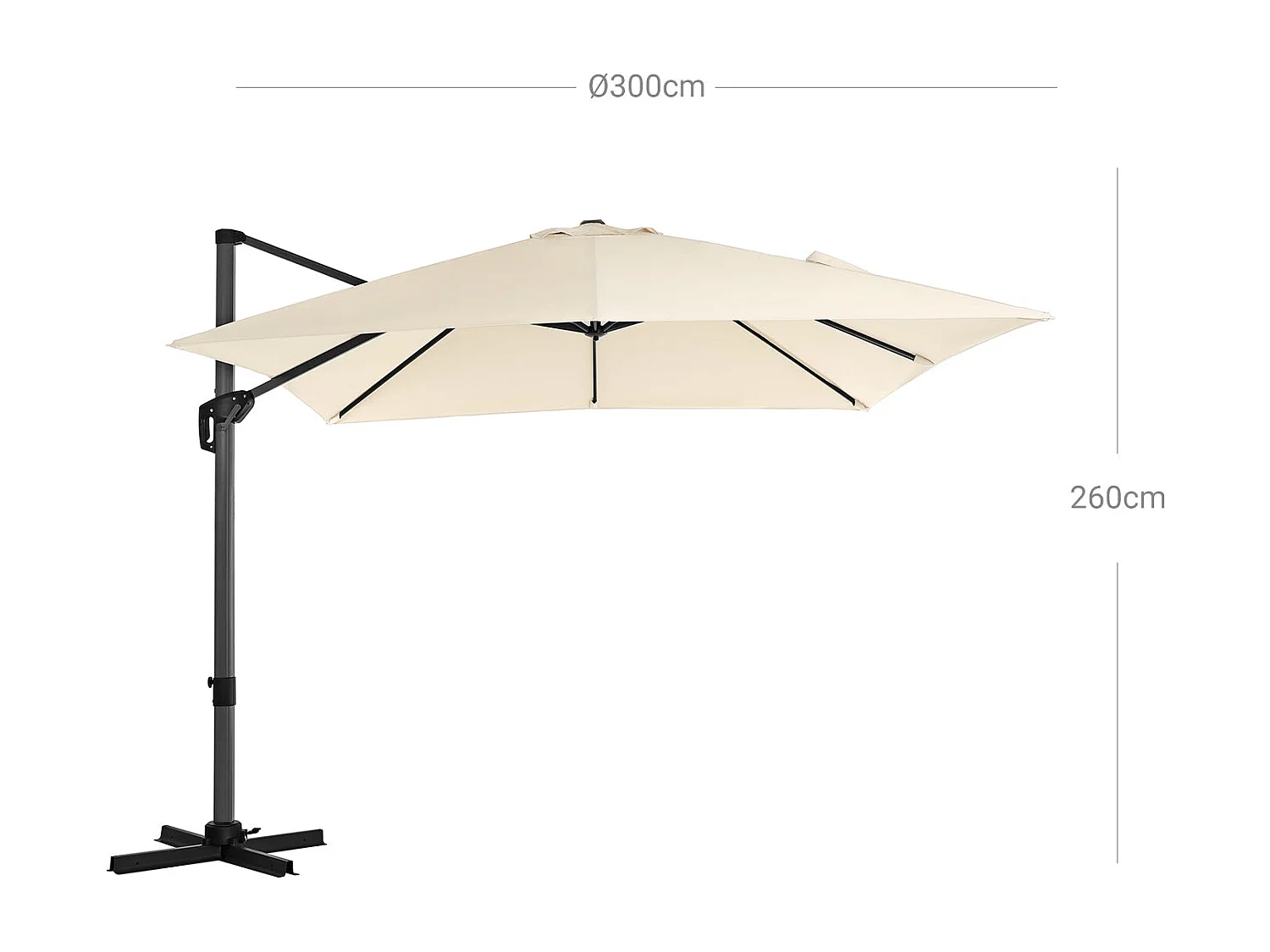 Parasol décentré de jardin beige 3 x 3 x 2.6 cm 12_0001786