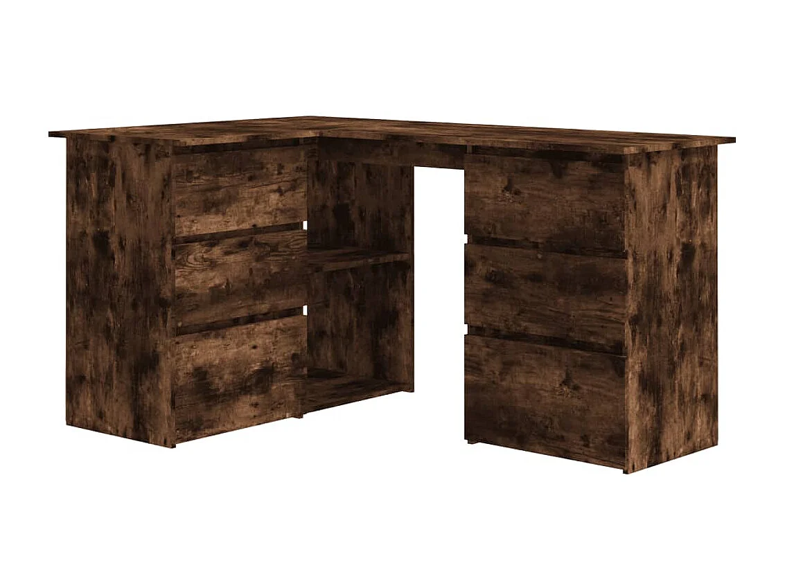 Mesa mesa estação de trabalho móveis de computador canto de TI estudo carvalho fumê 145 x 100 x 76 cm madeira engenharia marrom 02_0023672