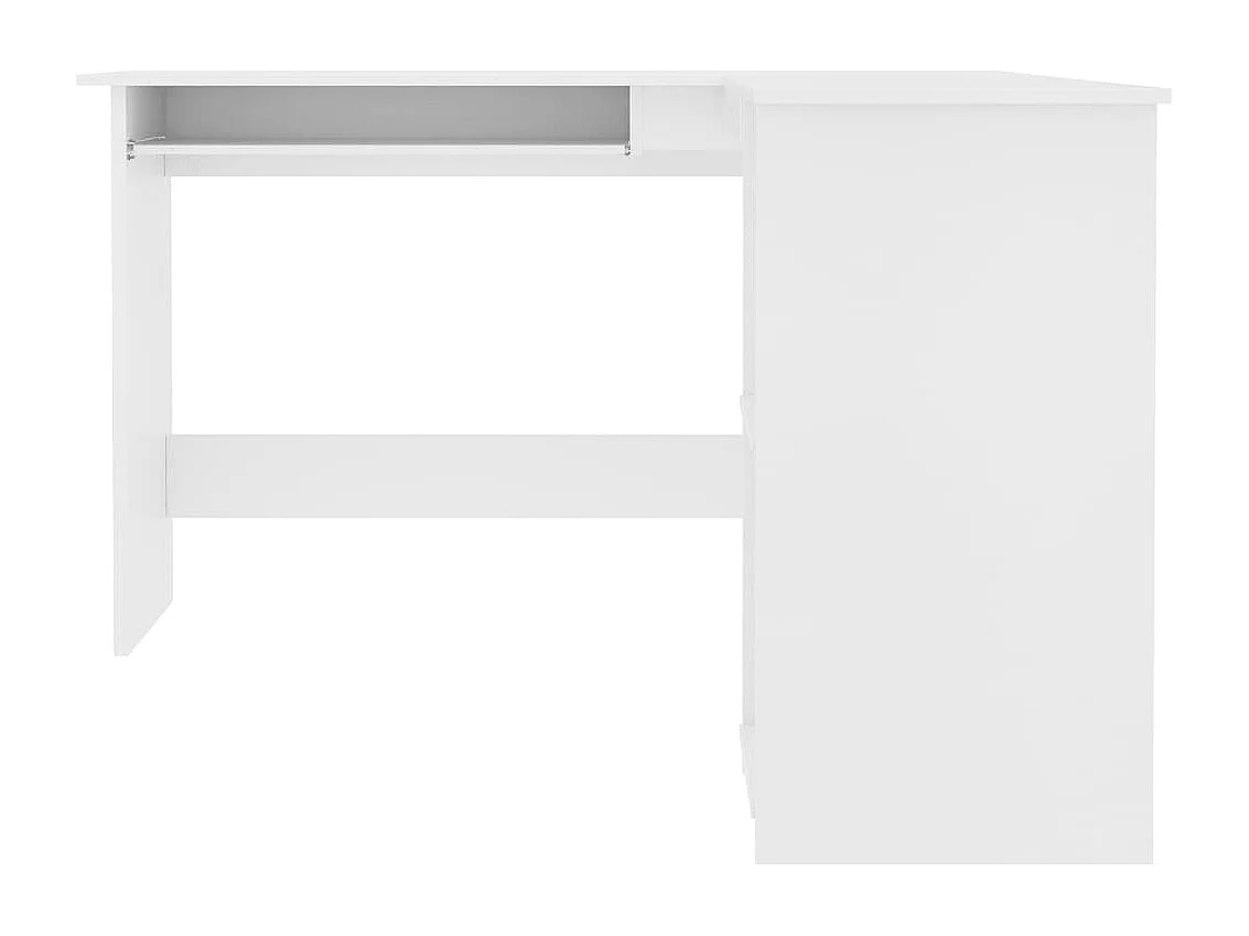 Scrivania tavolo postazione di lavoro mobile per computer angolo IT studio a forma di L 120 x 140 x 75 cm bianco 02_0023681