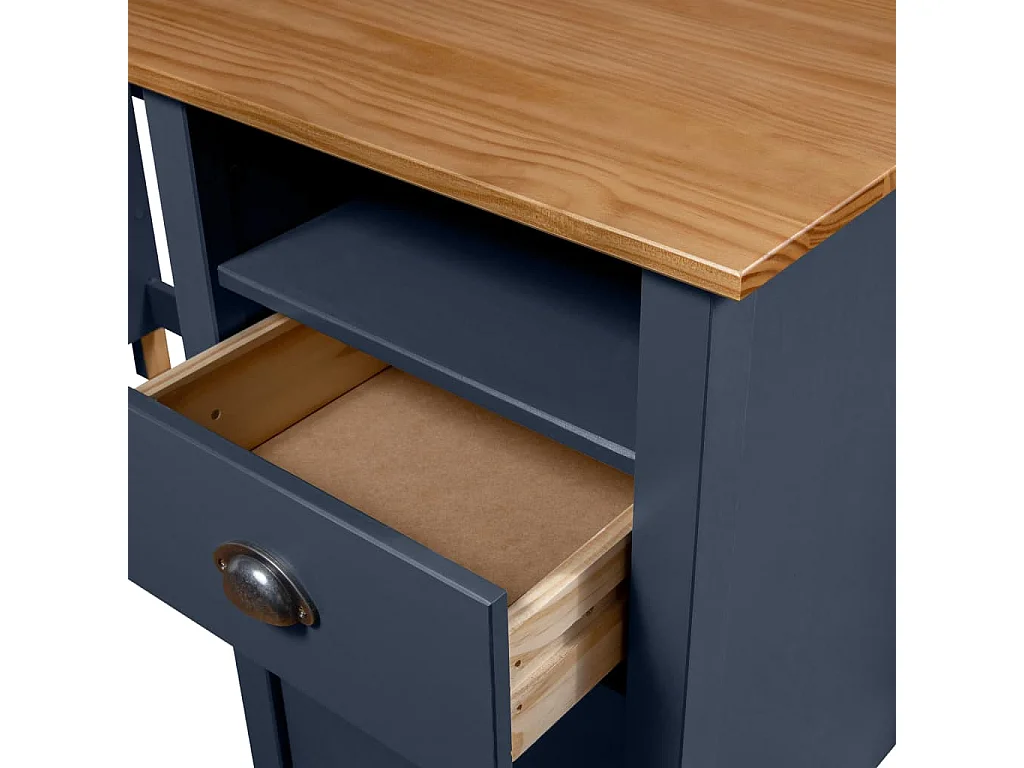 Mesa de escritorio puesto de trabajo mueble para ordenador estudio informático Hill 150 x 50 x 74 cm madera maciza de pino gris 02_0023862