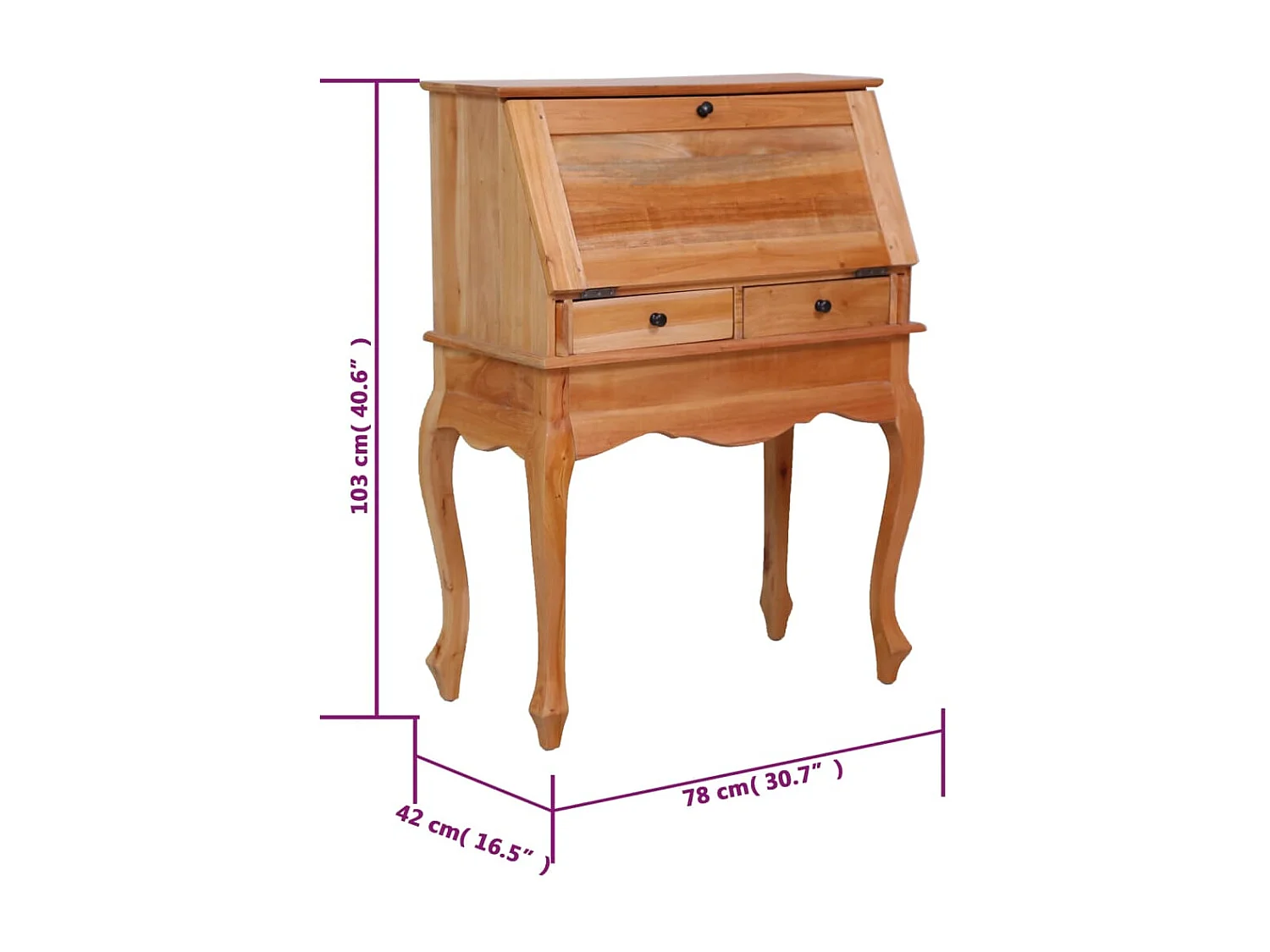 Mesa de escritorio puesto de trabajo mueble para ordenador secretario de estudio 78 x 42 x 103 cm madera maciza de caoba marrón 02_0023934