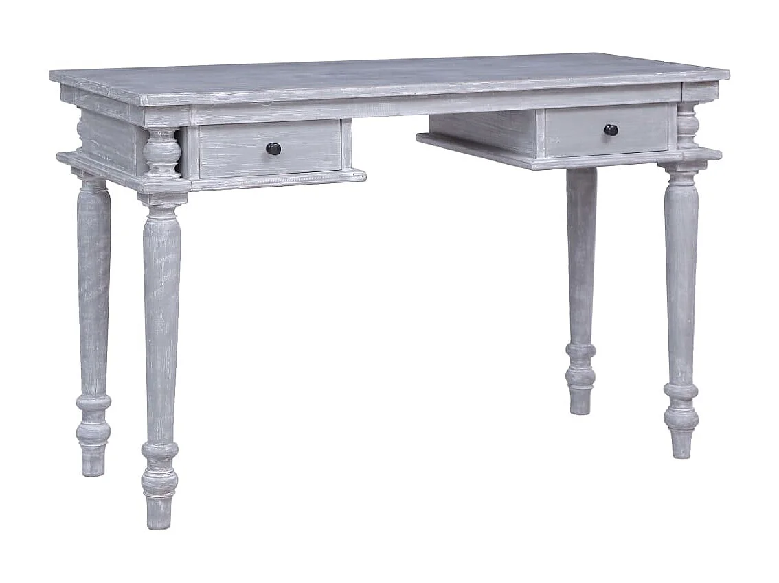 Mesa escritorio puesto de trabajo mueble ordenador estudio 115 x 50 x 78 cm madera maciza de caoba gris 02_0023374