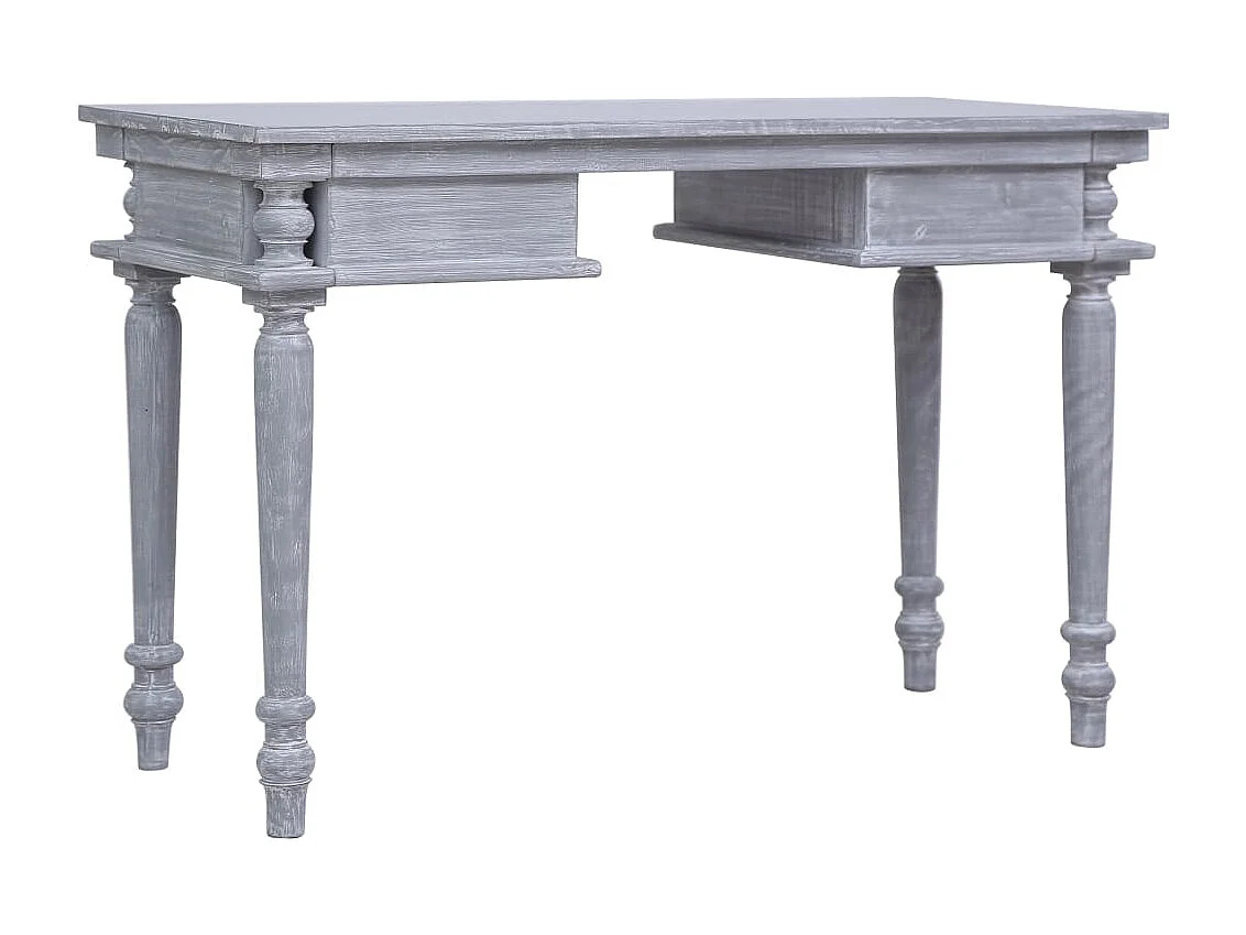 Mesa escritorio puesto de trabajo mueble ordenador estudio 115 x 50 x 78 cm madera maciza de caoba gris 02_0023374