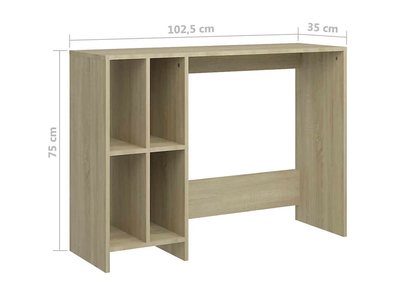 Scrivania tavolo postazione di lavoro mobile per computer computer portatile studio rovere Sonoma legno multistrato marrone 02_0023758