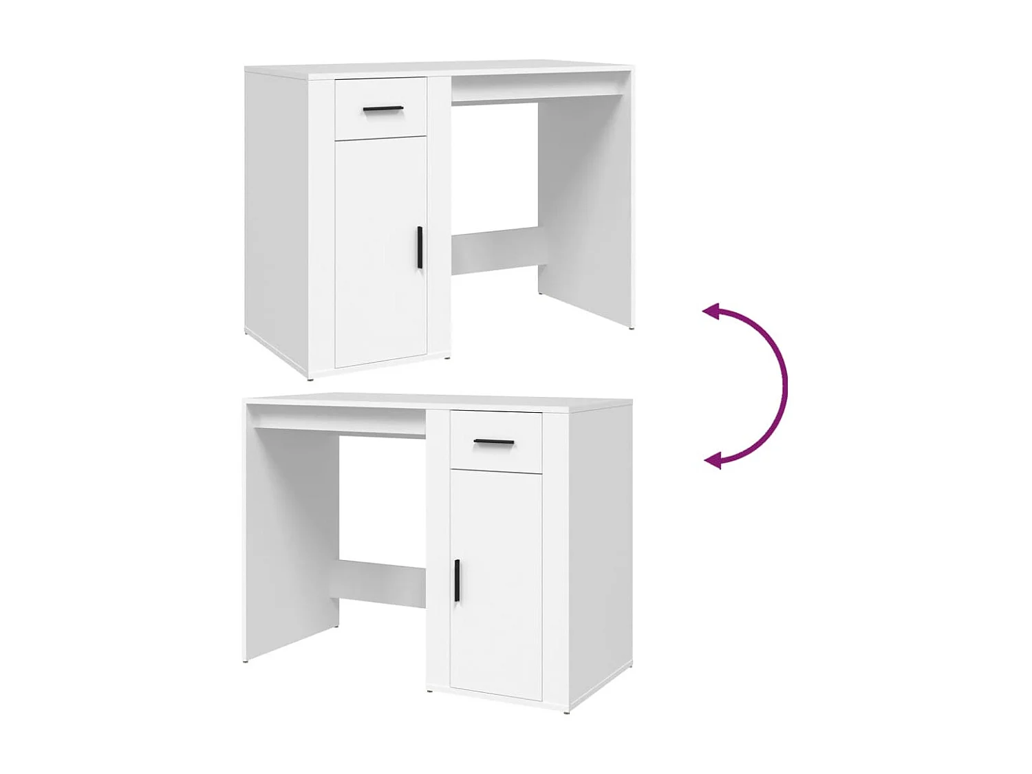 Bureau table poste de bois blanche 100 x 49 x 75 cm 02_0023496