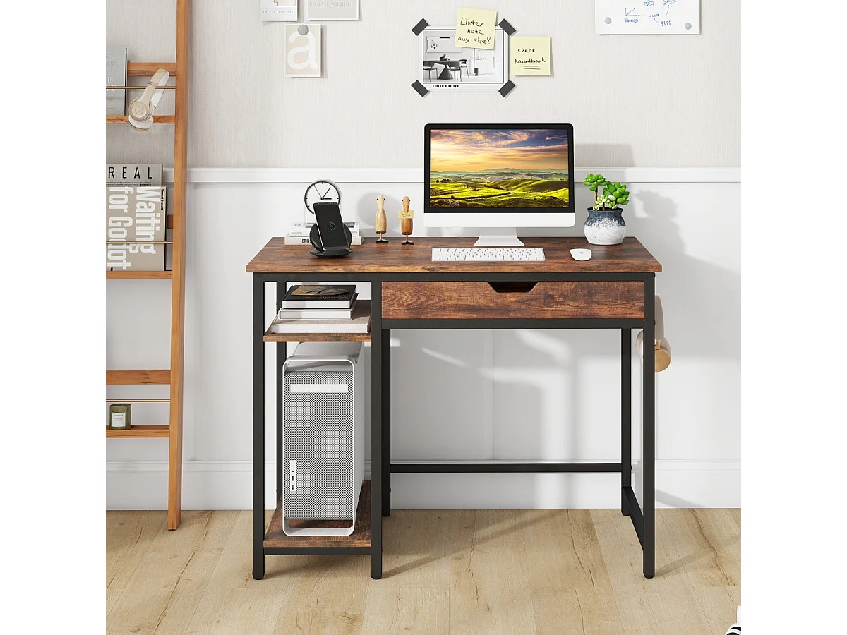 Bureau d'ordinateur avec tiroir marron 100 x 50 x 76 cm 20_0007984