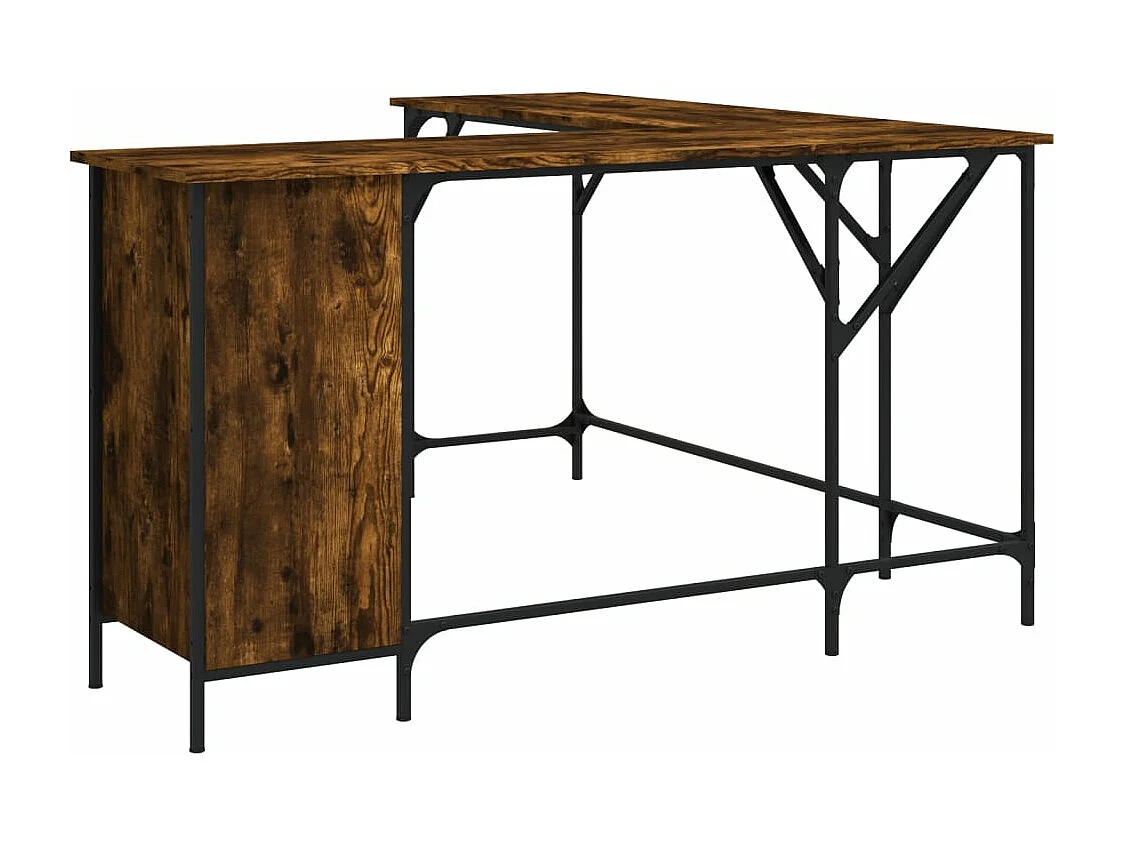 Mesa de escritorio puesto de trabajo mueble para ordenador estudio informático roble ahumado 141 x 141 x 75 cm madera contrachapada marrón 02_0023587