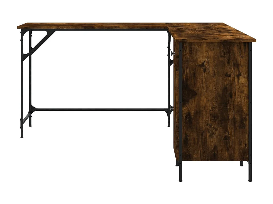 Mesa de escritorio puesto de trabajo mueble para ordenador estudio informático roble ahumado 141 x 141 x 75 cm madera contrachapada marrón 02_0023587