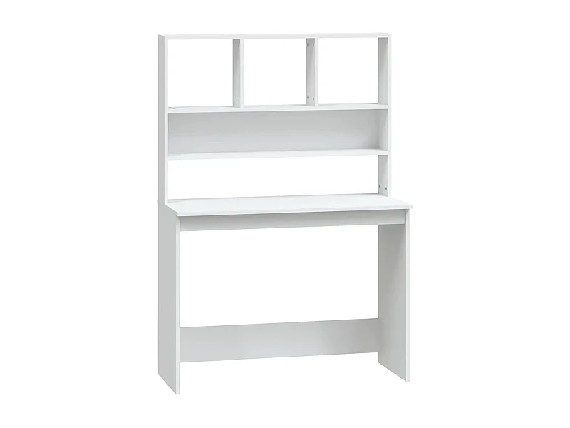 Scrivania tavolo postazione di lavoro mobile per computer studio con ripiani 102 x 45 x 148 cm derivati ​​del legno bianco 02_0023483