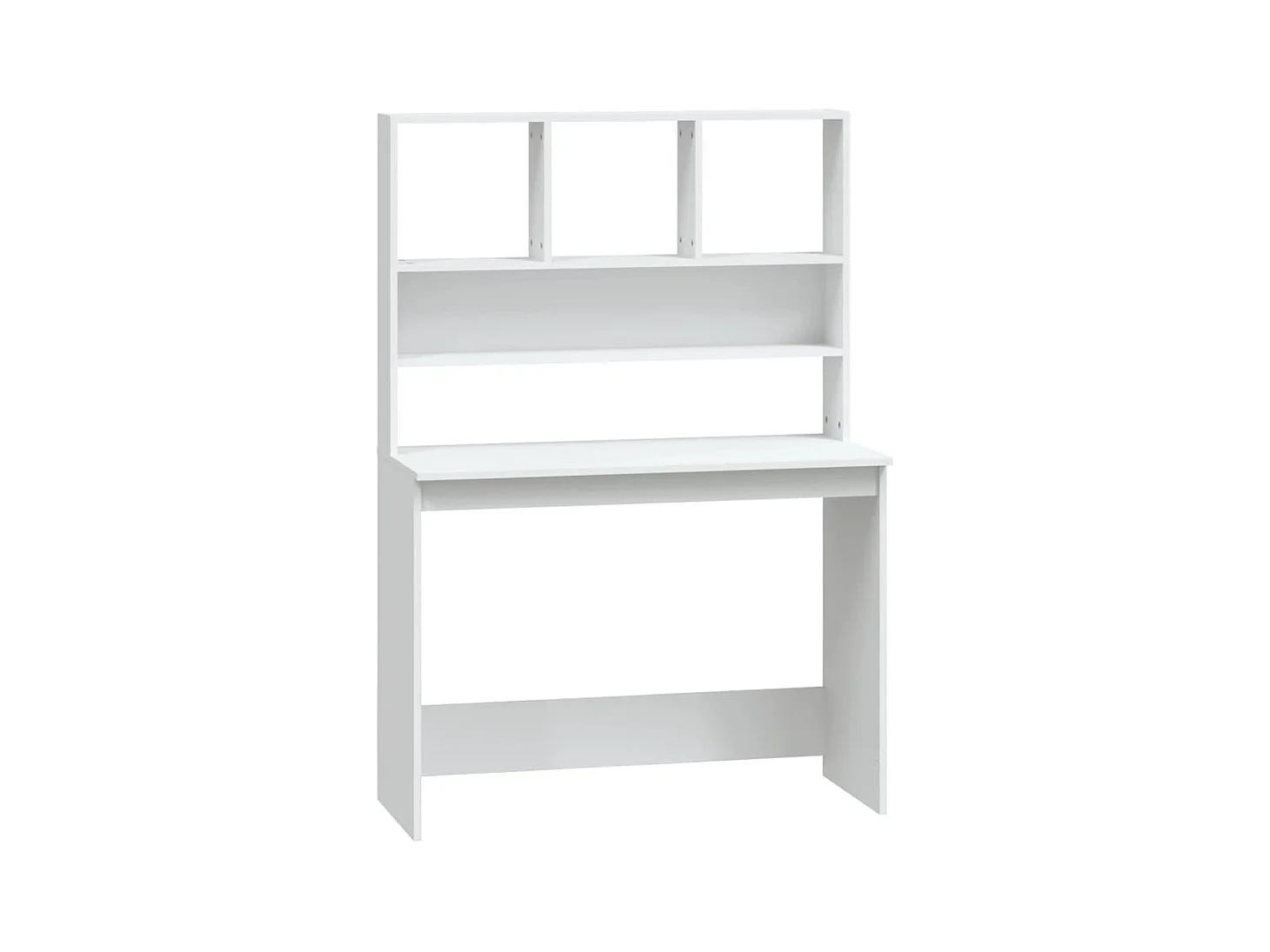 Mesa escritorio puesto de trabajo mueble ordenador estudio con estantes 102 x 45 x 148 cm madera contrachapada blanco 02_0023483