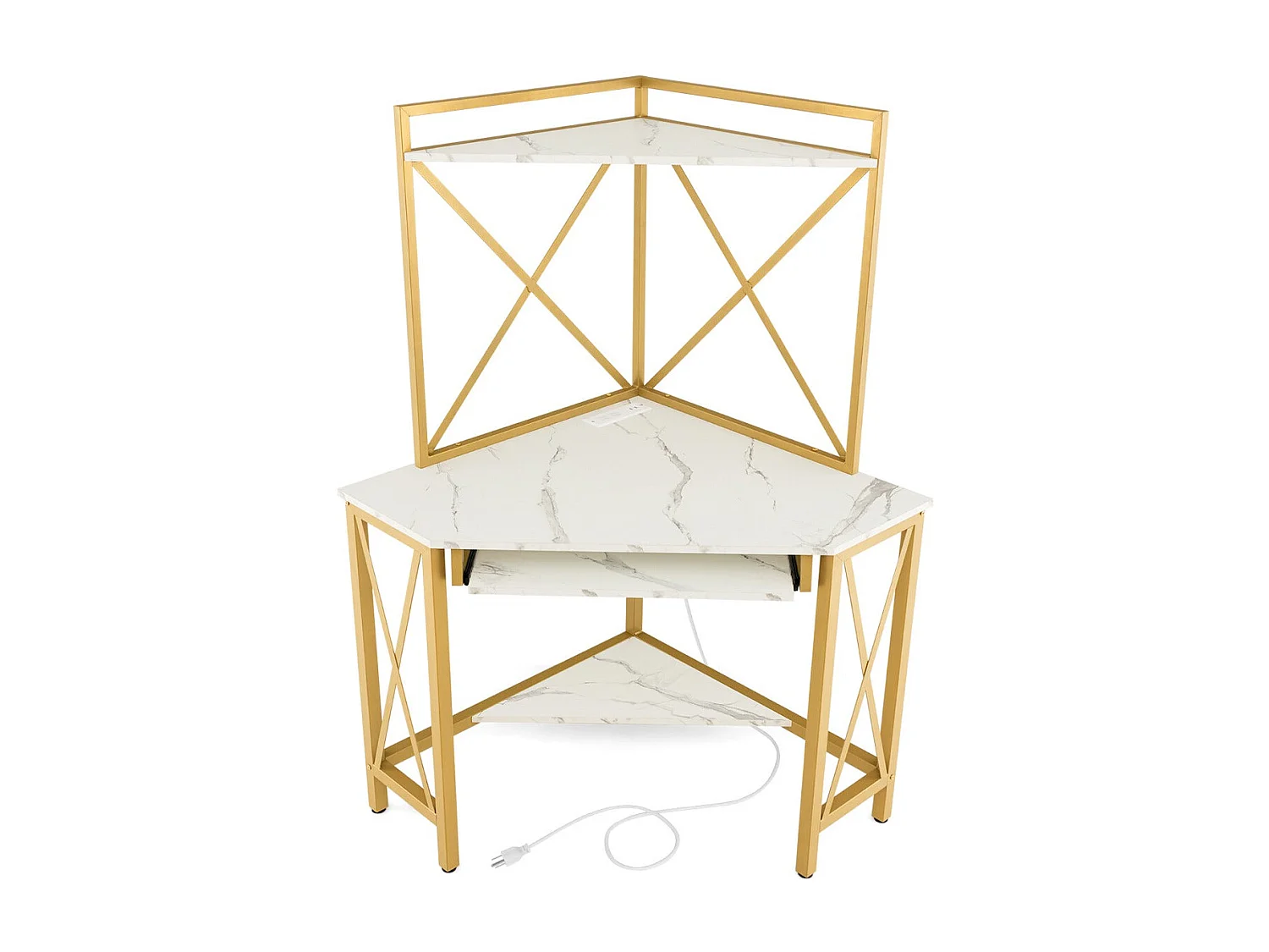 Bureau d'angle avec clapier métal blanche 113 x 75 x 145 cm 20_0007973