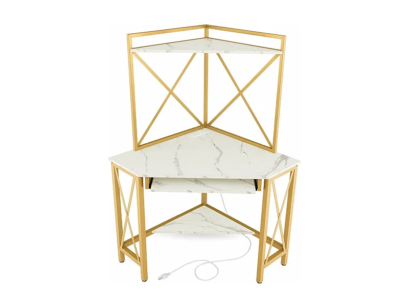 Bureau d'angle avec clapier métal blanche 113 x 75 x 145 cm 20_0007973