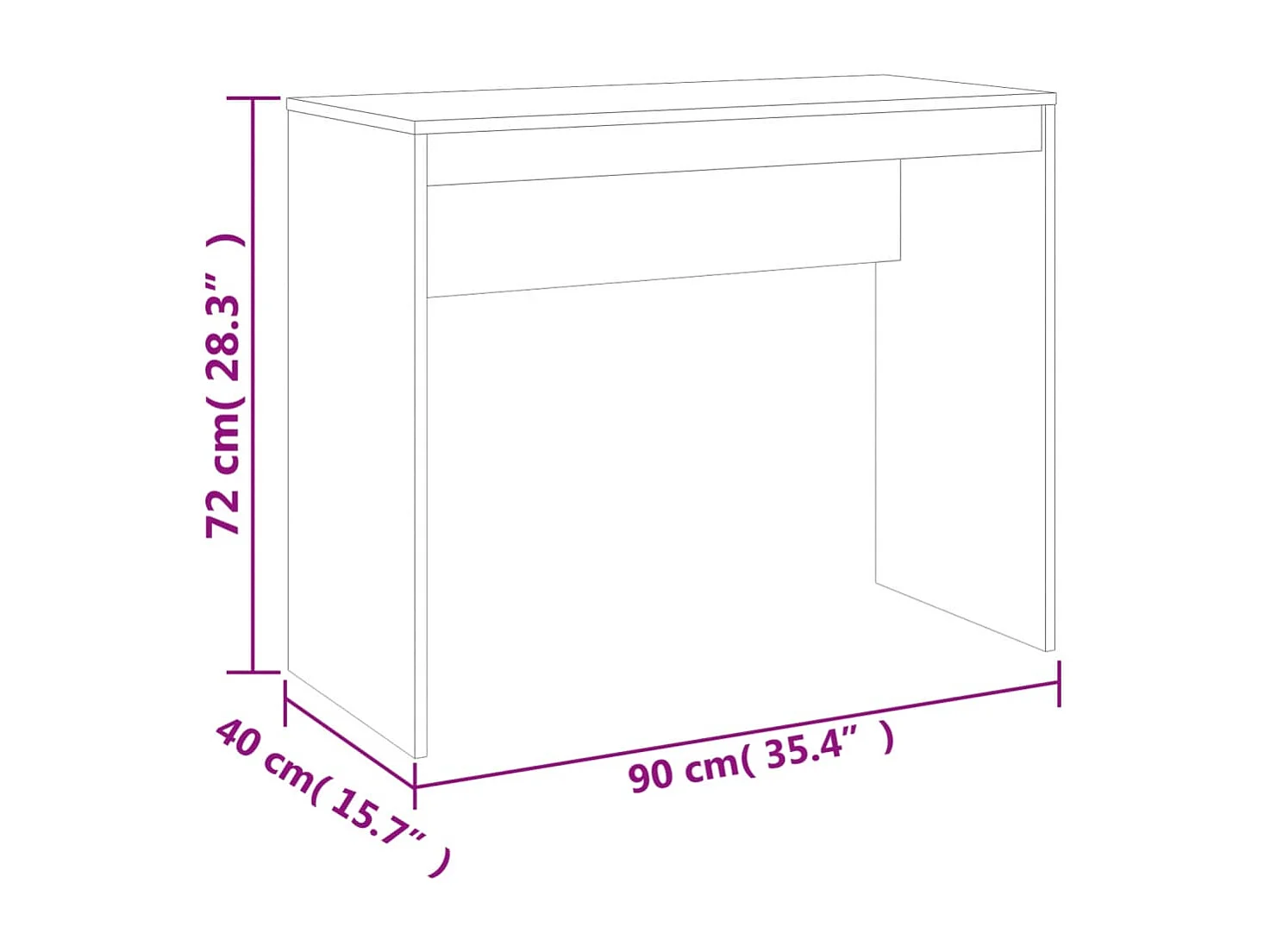 Mesa de escritorio puesto de trabajo mueble para ordenador estudio informático roble 90 x 40 x 72 cm madera contrachapada marrón 02_0023626