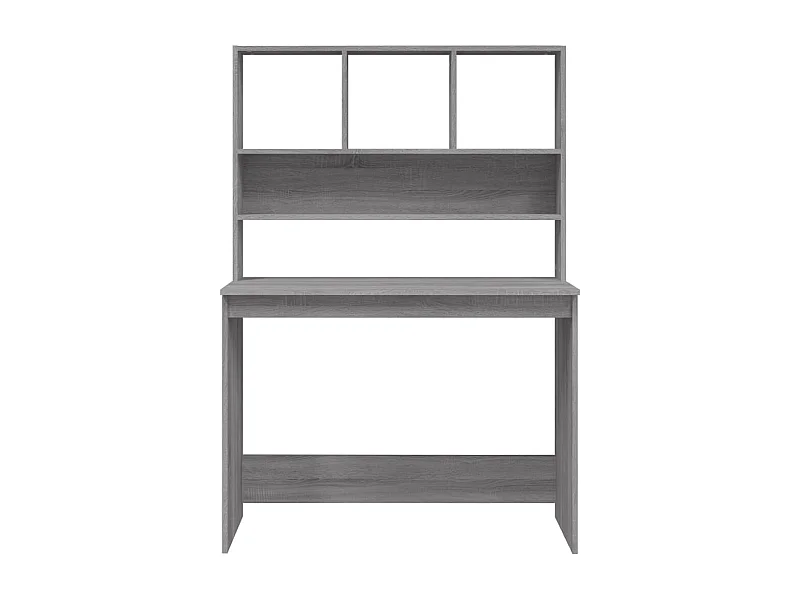 Mesa de escritorio puesto de trabajo mueble de ordenador estudio con estantes sonoma 102 x 45 x 148 cm madera contrachapada gris 02_0023493