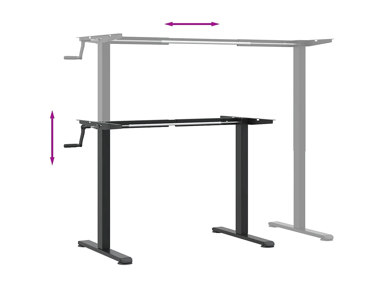 Mesa de escritório estação de trabalho móveis de computador em pé de estudo de TI (94-135) x 60 x (70-114) cm aço preto 02_0023975