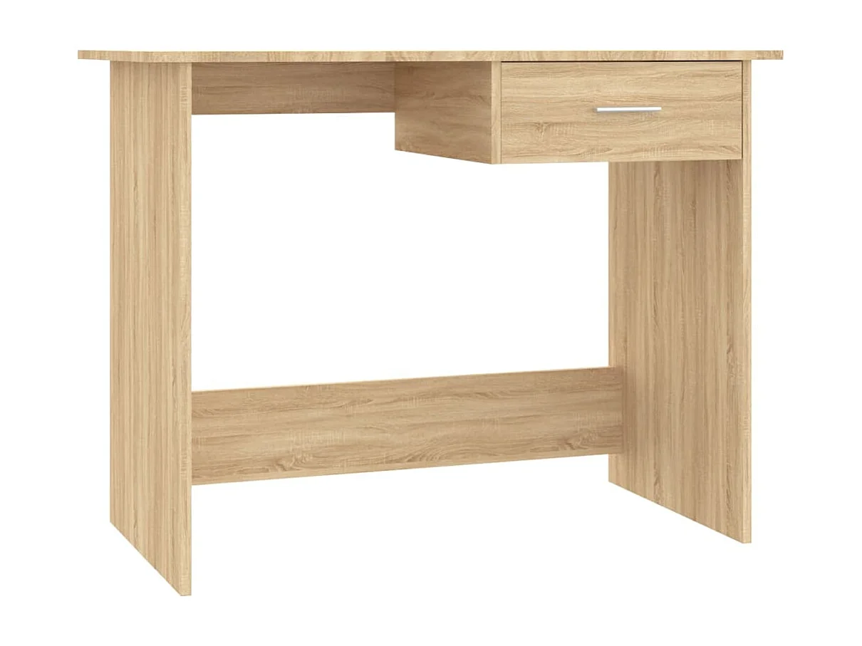 Mesa de escritorio puesto de trabajo mueble de ordenador estudio roble sonoma 100 x 50 x 76 cm madera contrachapada marrón 02_0023633