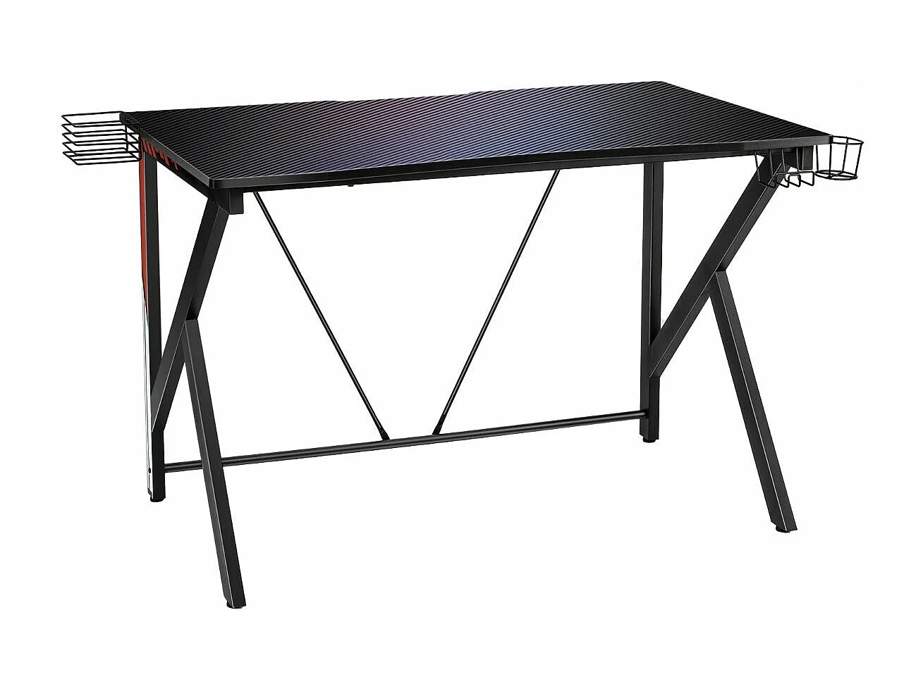 Escritorio Gamer escritorio gaming con portavasos para guardar vídeos y gancho 115 x 73 x 76,5 cm negro 20_0005670