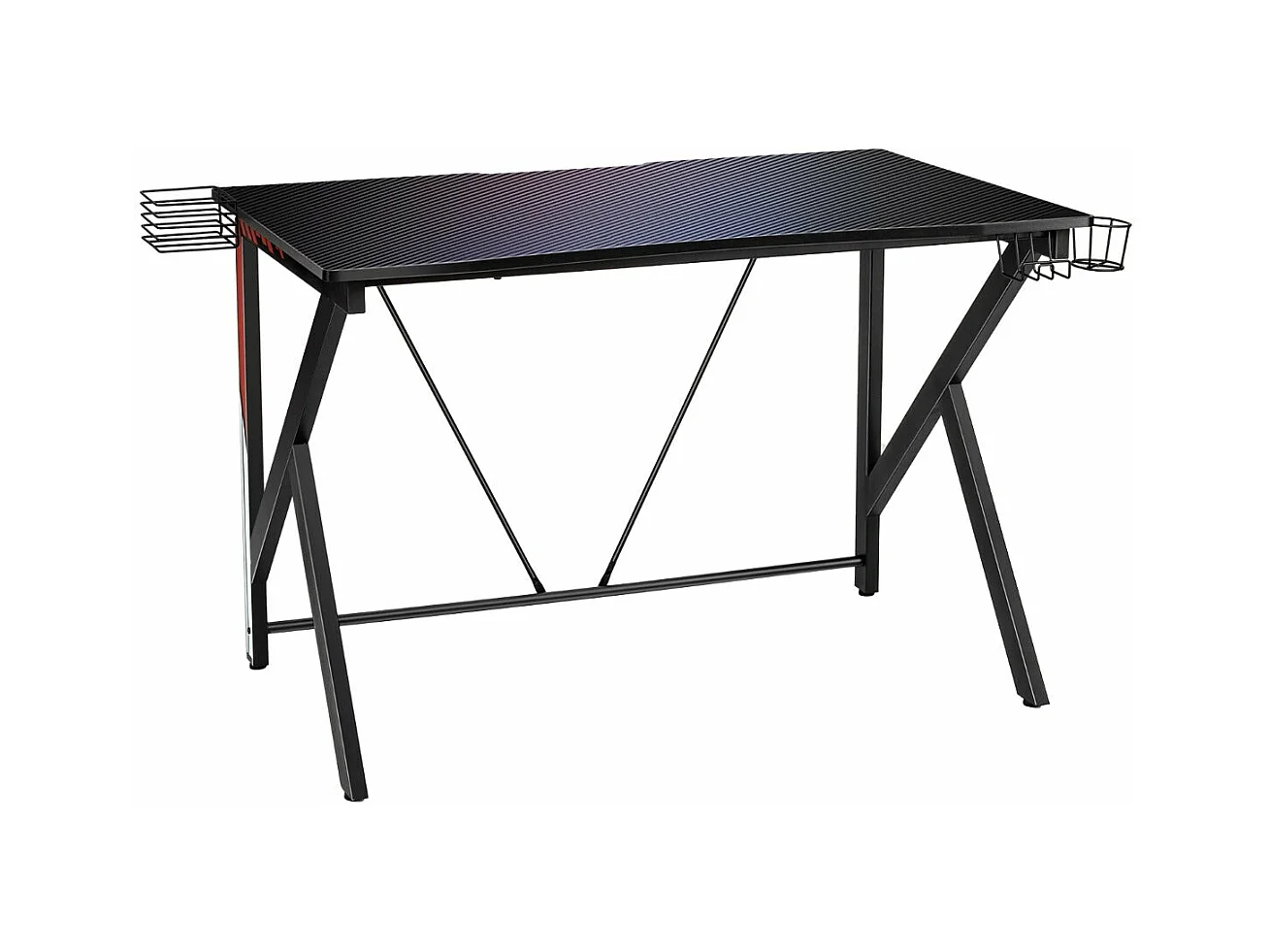 Scrivania da gaming per gaming con portabicchieri per archiviazione video e gancio 115 x 73 x 76,5 cm nero 20_0005670