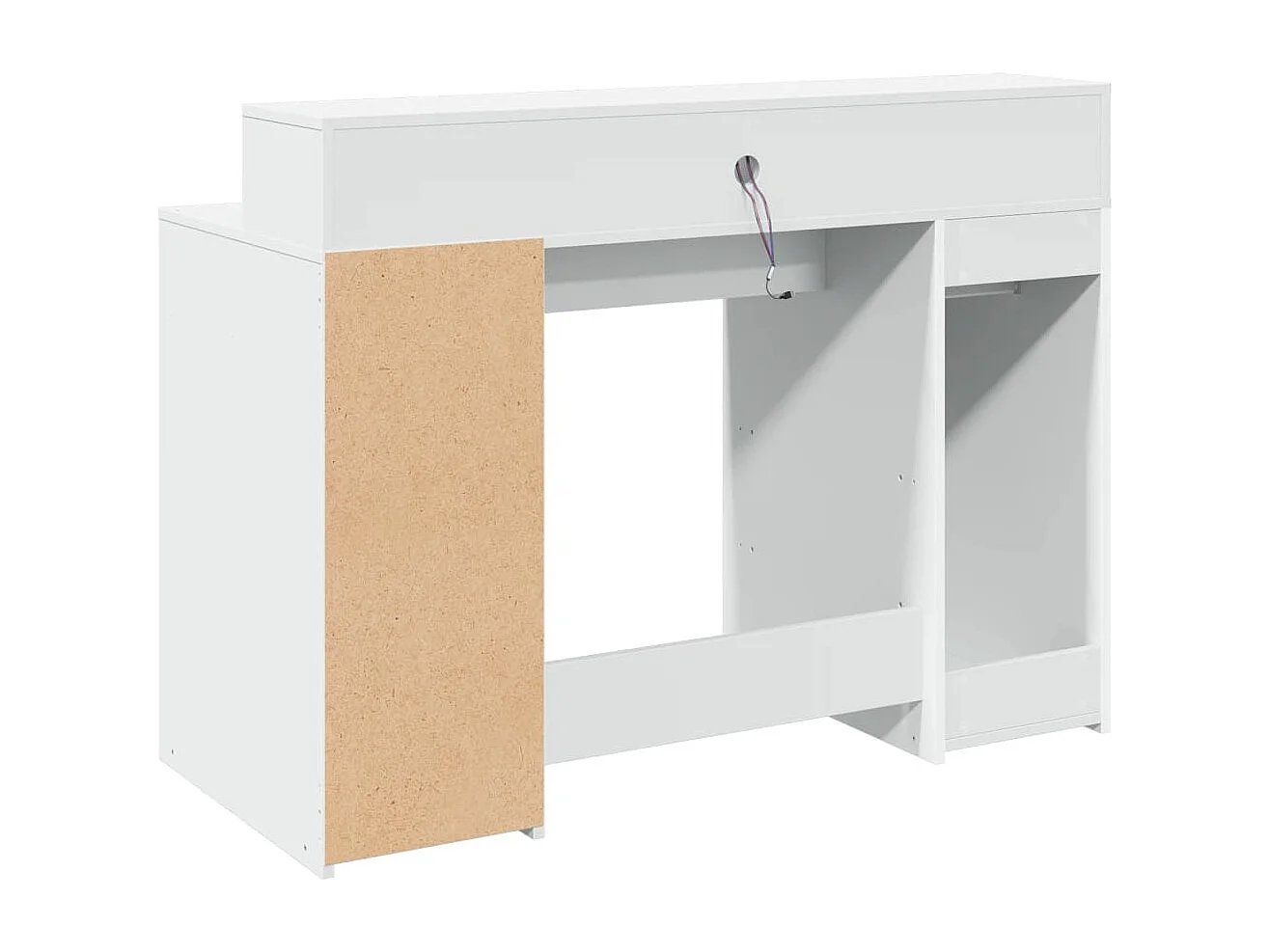 Mesa de escritório estação de trabalho mobiliário de computador estudo com luzes LED 120 x 55 x 91 cm madeira engenharia branco 02_0023404