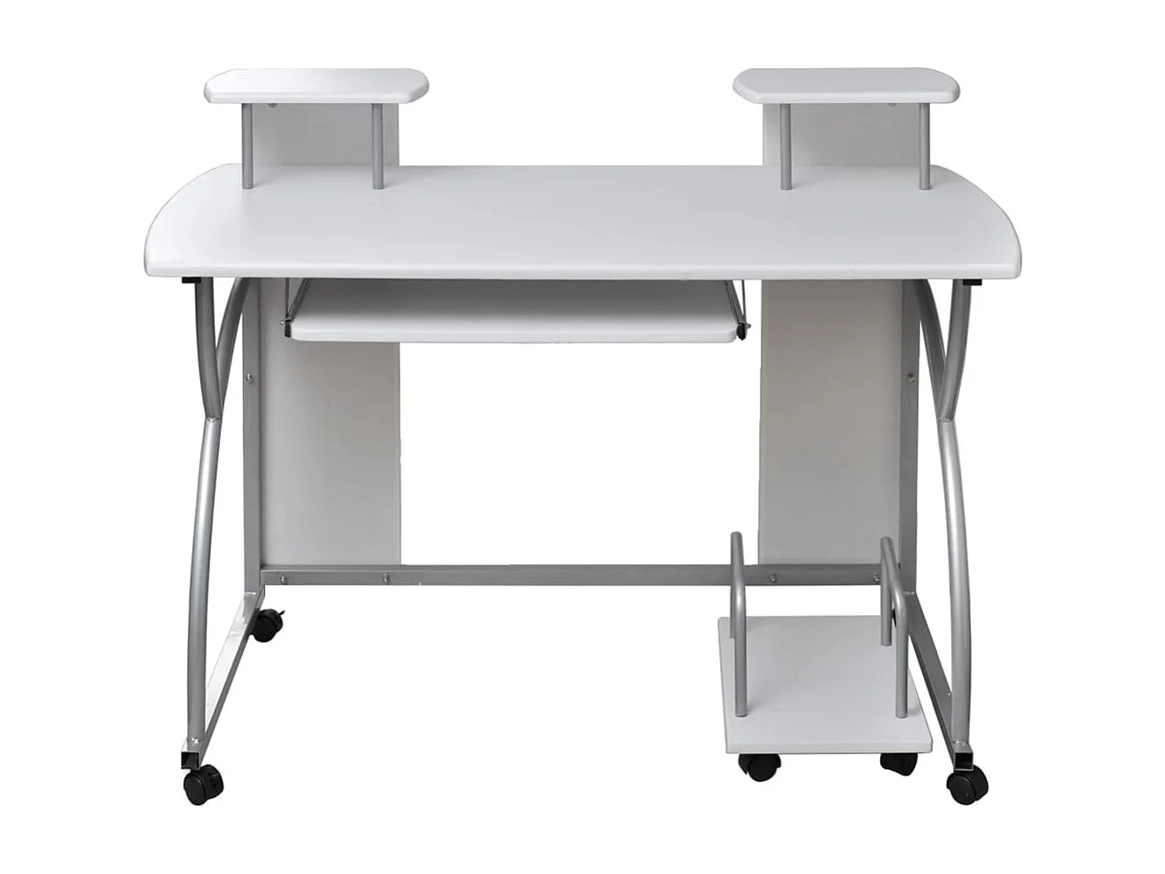 Mesa mesa estação de trabalho móveis de computador estudo de computador 110 x 52 x 88,5 cm madeira projetada branco 02_0023710