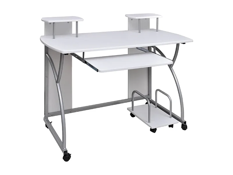 Mesa mesa estação de trabalho móveis de computador estudo de computador 110 x 52 x 88,5 cm madeira projetada branco 02_0023710