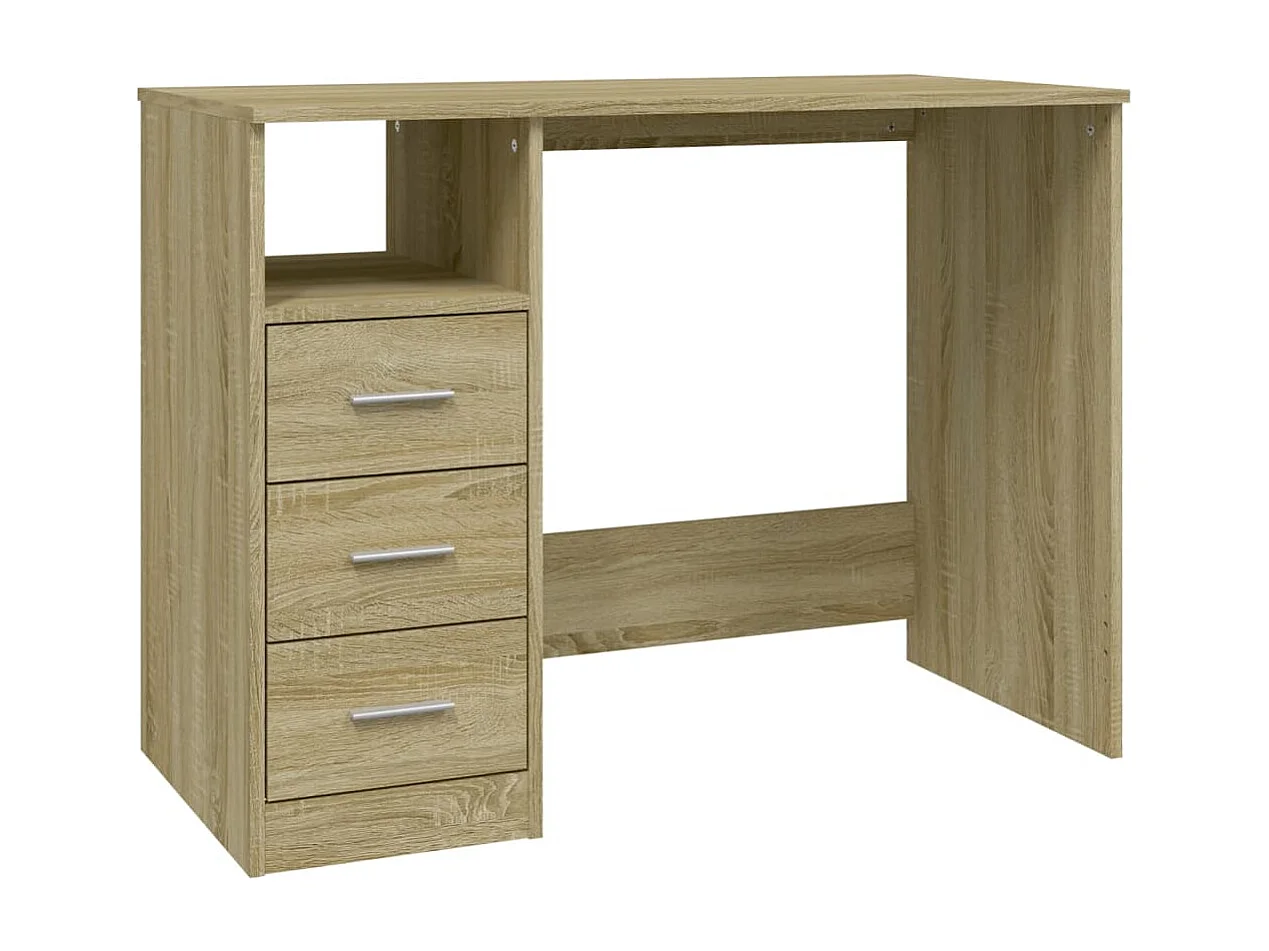Scrivania tavolo postazione di lavoro mobile per computer studio con cassetti rovere Sonoma 102 x 50 x 76 cm derivati ​​del legno marrone 02_0023468