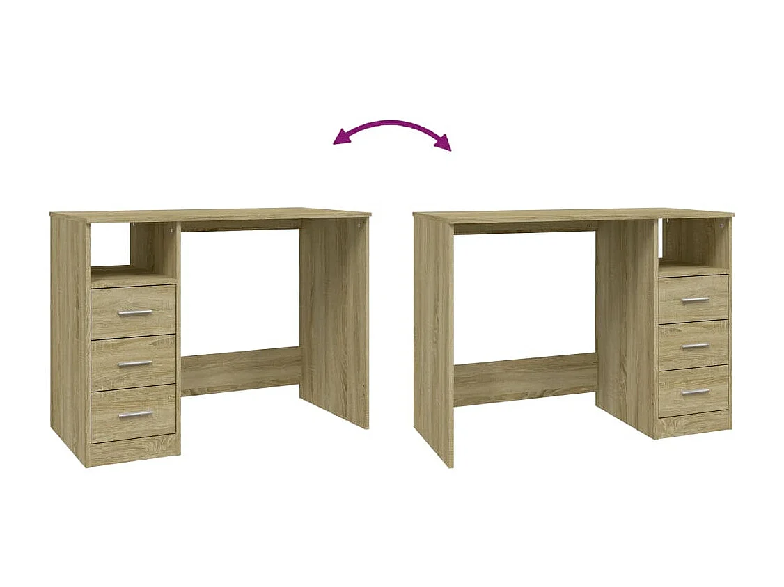 Scrivania tavolo postazione di lavoro mobile per computer studio con cassetti rovere Sonoma 102 x 50 x 76 cm derivati ​​del legno marrone 02_0023468