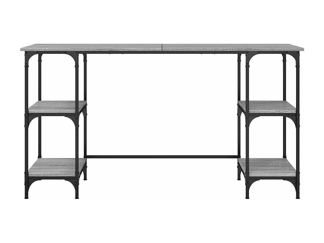 Mesa de trabalho estação de trabalho móveis de computador estudo sonoma 140 x 50 x 75 cm metal e madeira de engenharia cinza 02_0023959