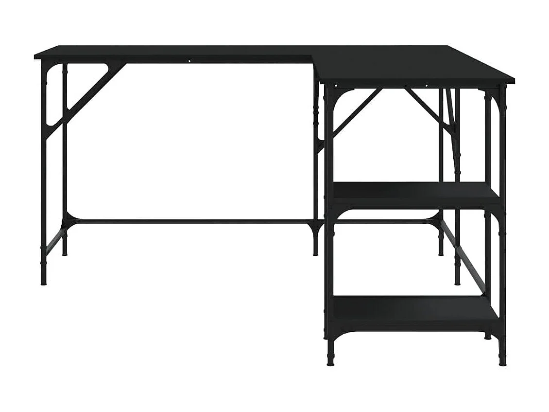 Mesa escritorio puesto de trabajo mueble ordenador estudio 139 x 139 x 75 cm madera contrachapada negro 02_0023903