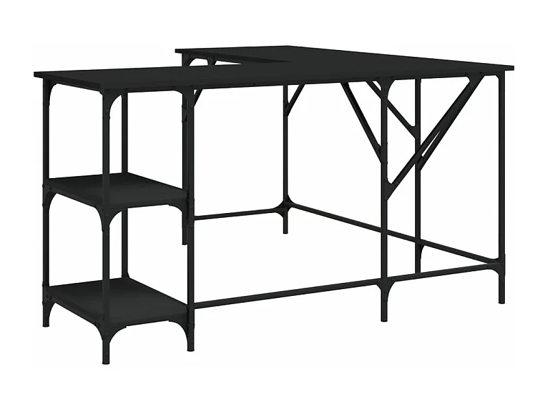 Mesa mesa estação de trabalho móveis de computador estudo 139 x 139 x 75 cm madeira projetada preta 02_0023903