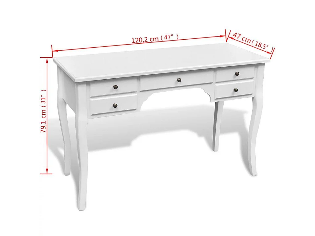 Bureau table meuble travail bois marron 120.2 x 47 x 79.1 cm 0502073