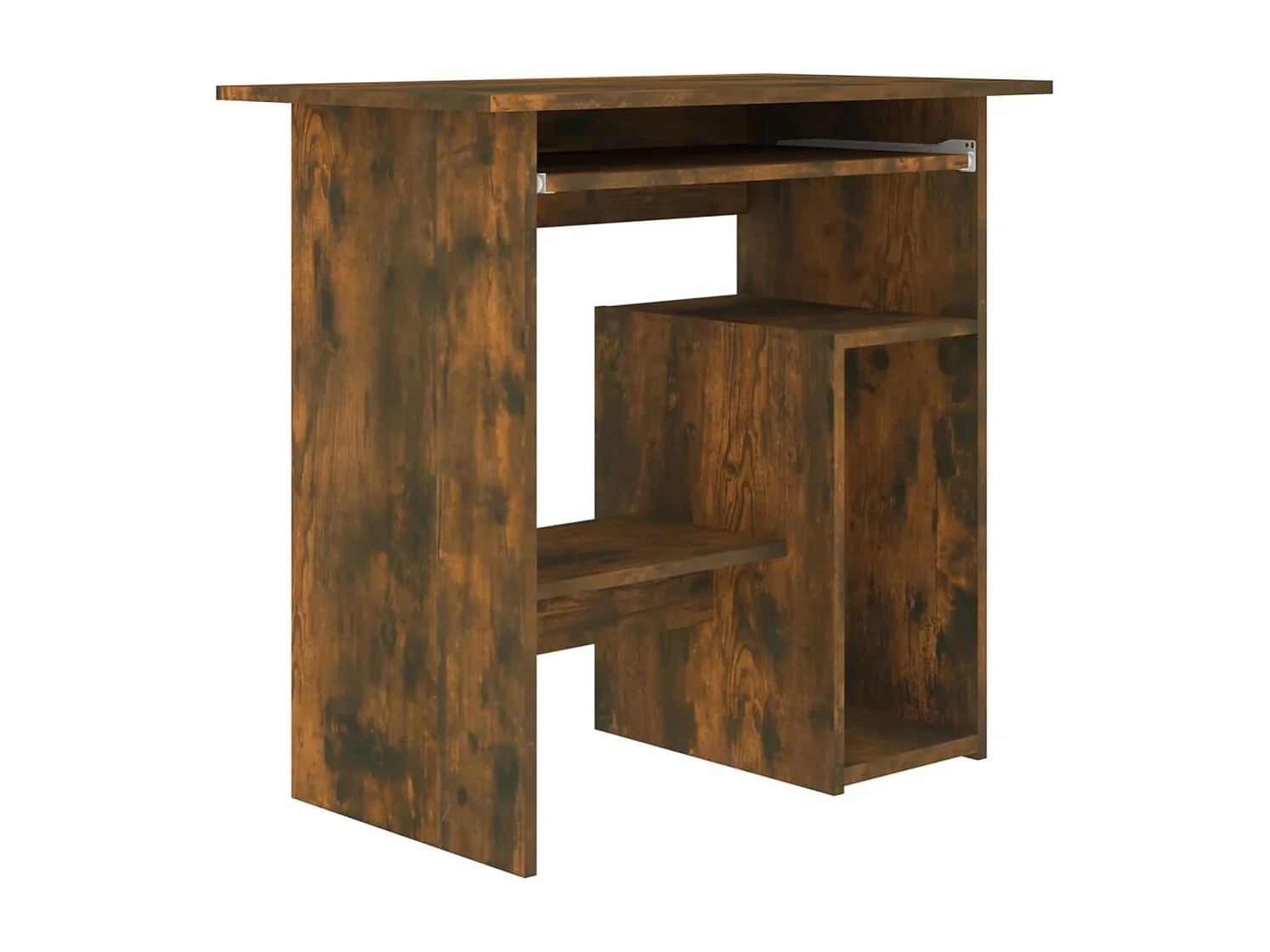 Mesa de escritorio puesto de trabajo mueble para ordenador estudio informático roble ahumado 80 x 45 x 74 cm madera contrachapada marrón 02_0023590