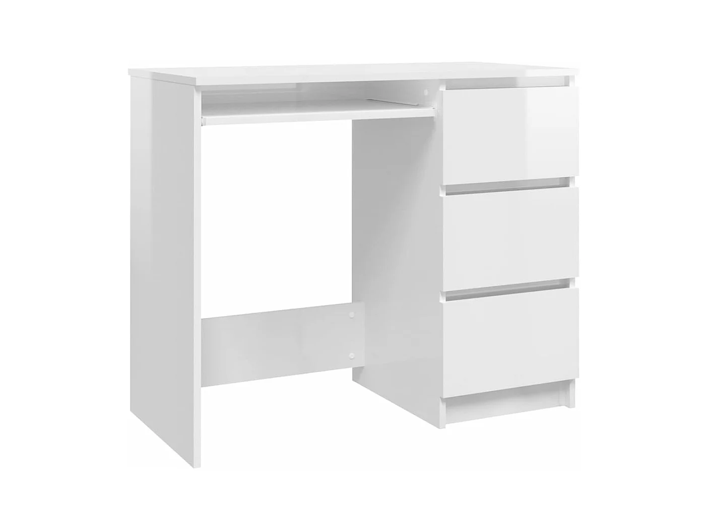 Mesa escritorio puesto de trabajo mueble ordenador estudio brillante 90 x 45 x 76 cm madera contrachapada blanco 02_0023553
