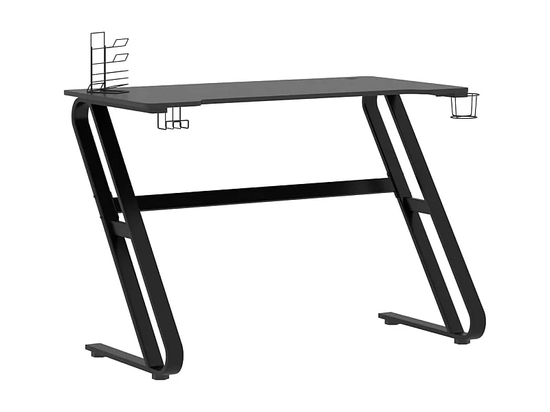 Mesa de escritorio puesto de trabajo mueble para ordenador estudio de juegos de ordenador con patas en forma de ZZ 110 x 60 x 75 cm negro 02_0023773