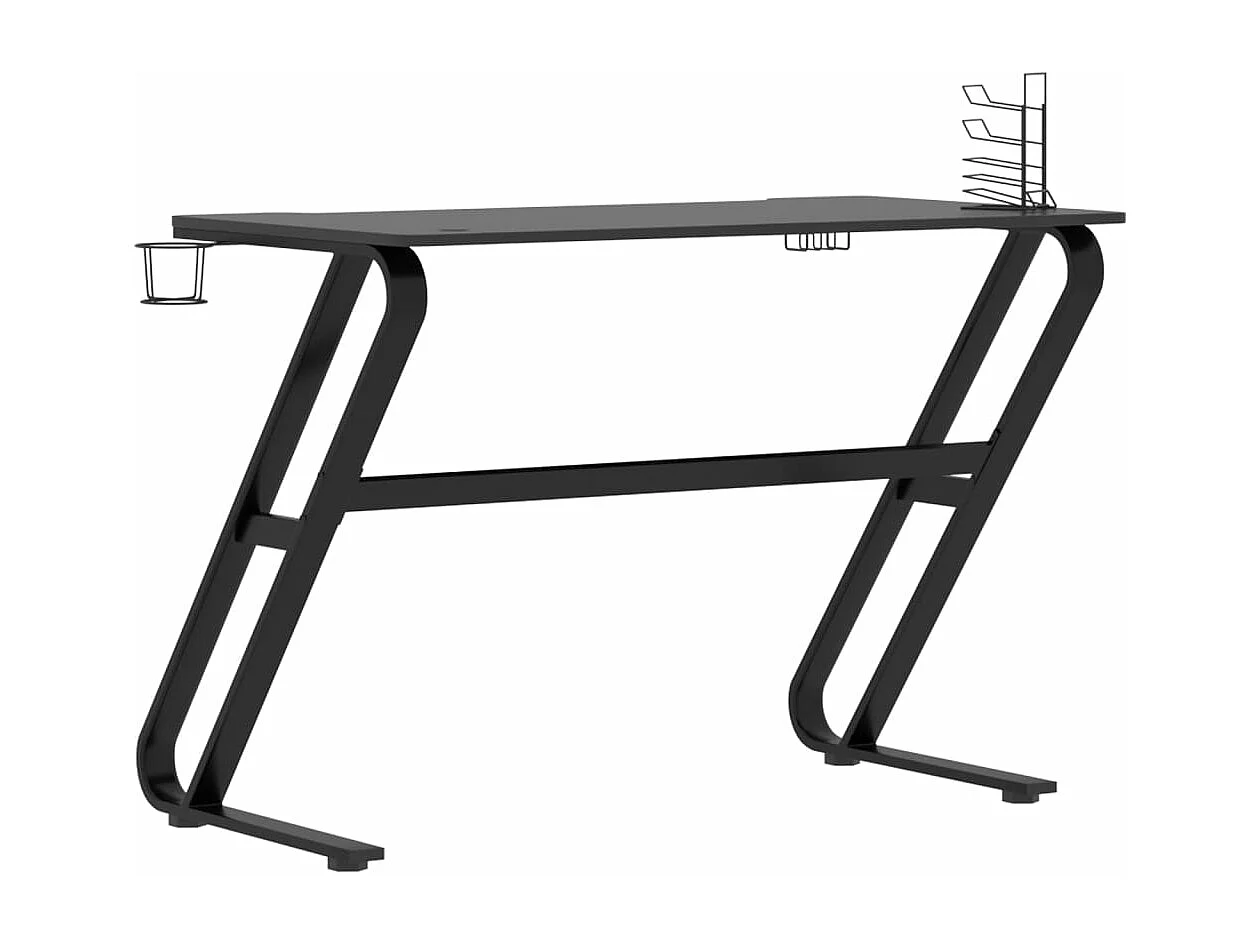 Mesa de trabalho estação de trabalho móveis de computador estudo de jogos de computador com pernas em formato ZZ 110 x 60 x 75 cm preto 02_0023773