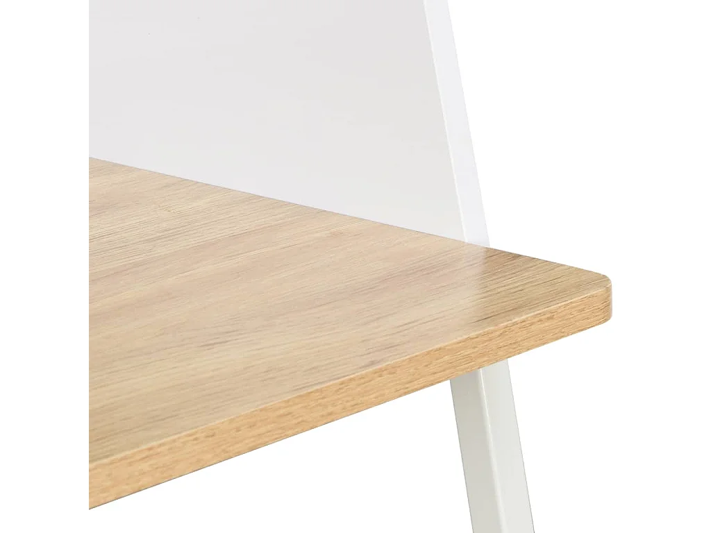 Mesa escritorio puesto de trabajo mueble ordenador estudio y roble 90 x 60 x 88 cm blanco 02_0023555