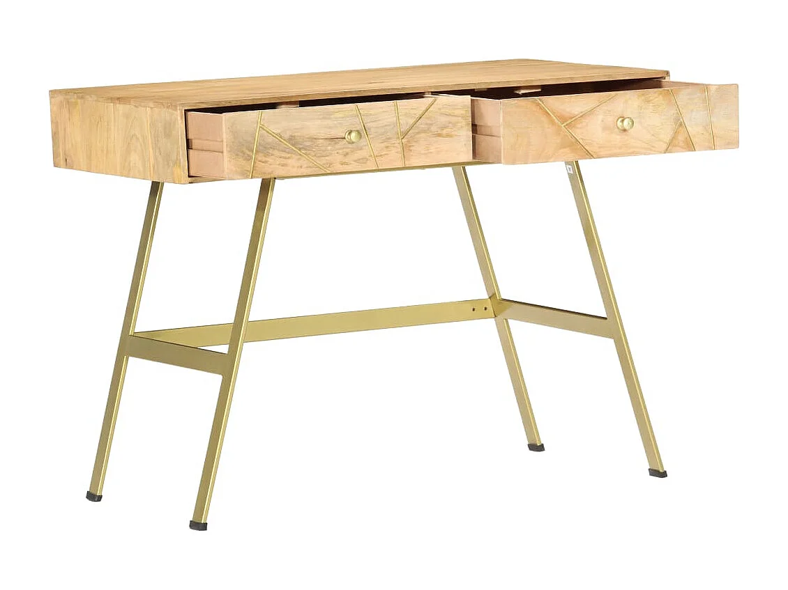 Scrivania tavolo postazione di lavoro mobile per computer studio con cassetti 100 x 55 x 75 cm legno massello di mango marrone 02_0023461