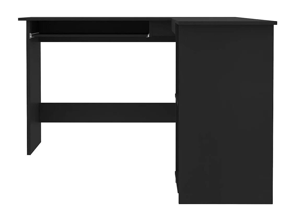 Scrivania tavolo postazione di lavoro mobile per computer angolo IT studio a forma di L 120 x 140 x 75 cm derivati ​​del legno nero 02_0023685