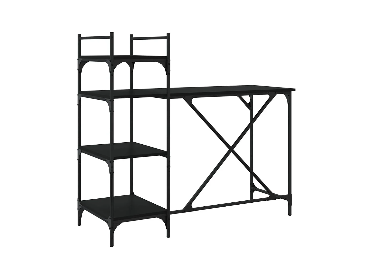 Mesa de escritorio puesto de trabajo mueble para ordenador estudio con estantes 120 x 47 x 109 cm negro 02_0023707