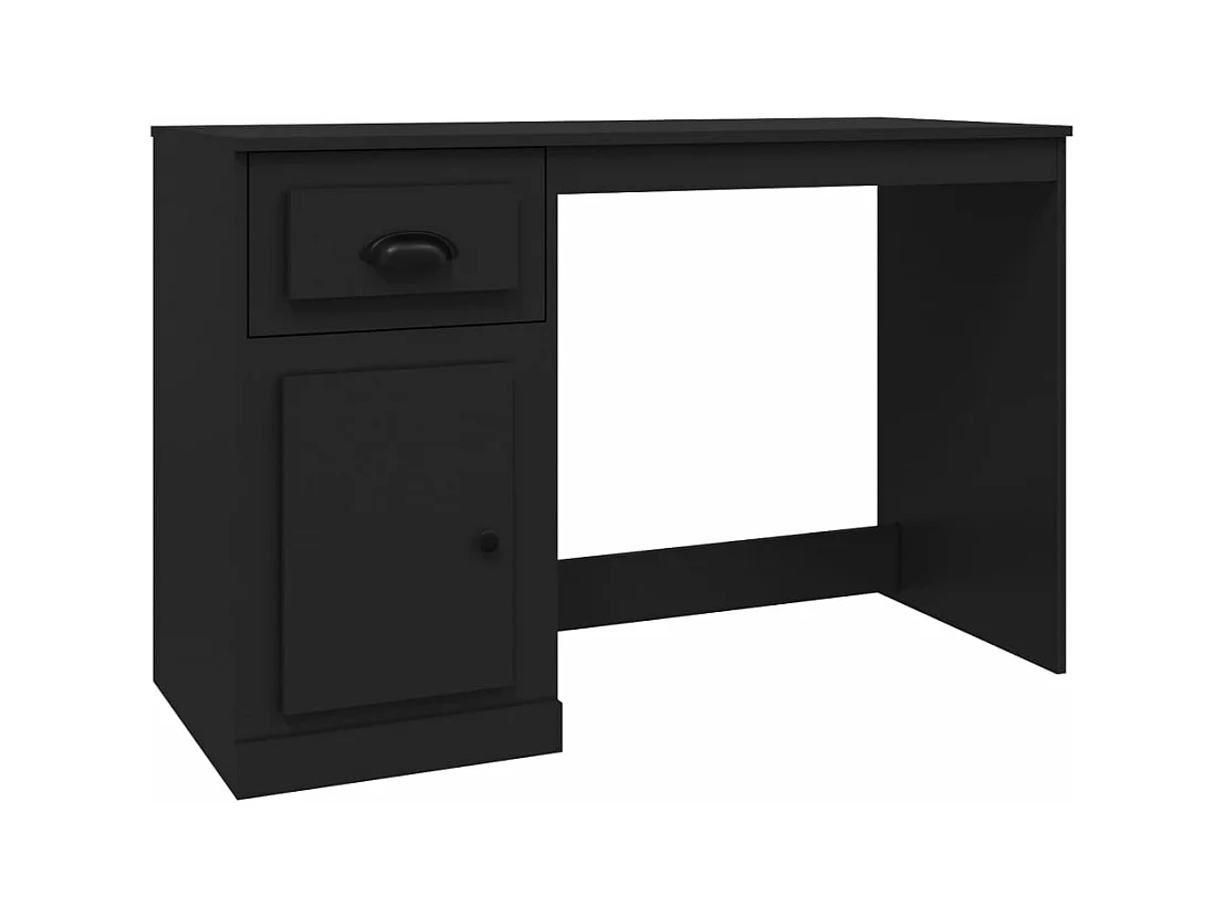 Mesa de trabalho estação de trabalho móveis de computador estudo com gaveta 115 x 50 x 75 cm madeira projetada preta 02_0023457