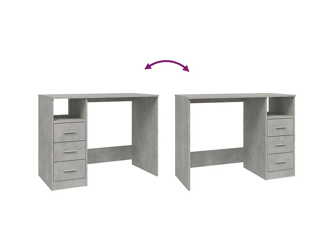 Scrivania tavolo postazione di lavoro mobile per computer studio con cassetti 102 x 50 x 76 cm pannelli in derivati ​​grigio 02_0023470