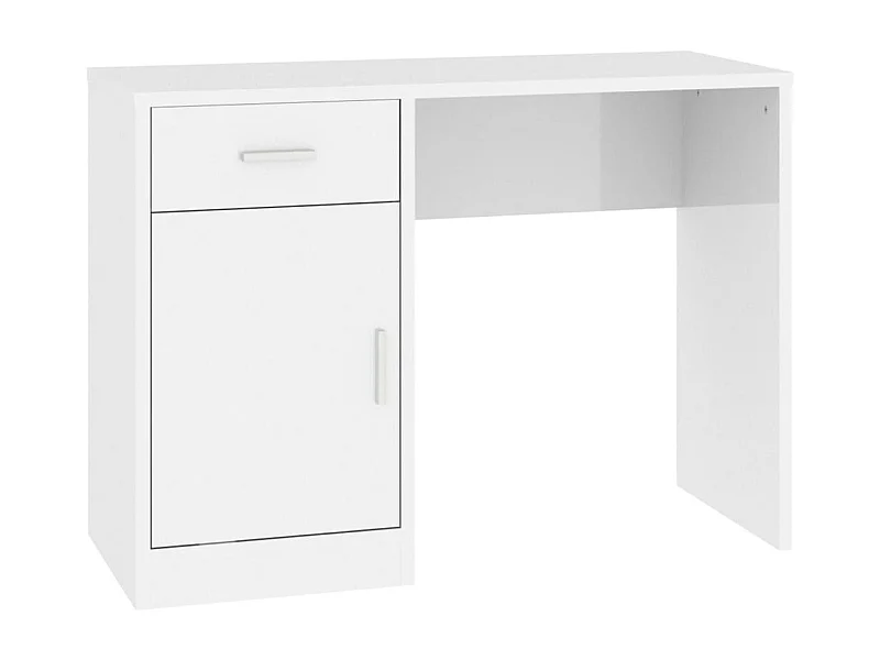 Mesa escritorio puesto de trabajo mueble ordenador estudio con cajón y armario brillante 100 x 40 x 73 cm blanco 02_0023450
