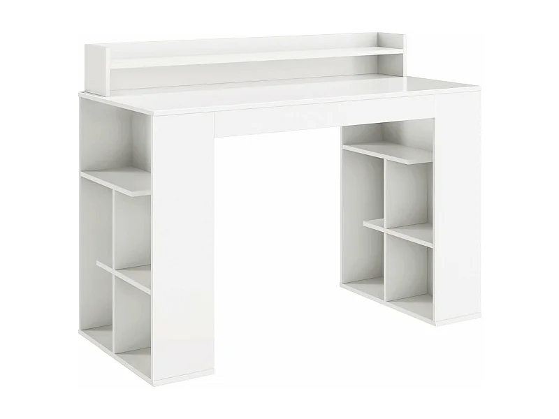 Escritorio para ordenador con estante elevado y 2 librerías 120 x 54 x 90 cm diseño clásico para oficina blanco 20_0008010