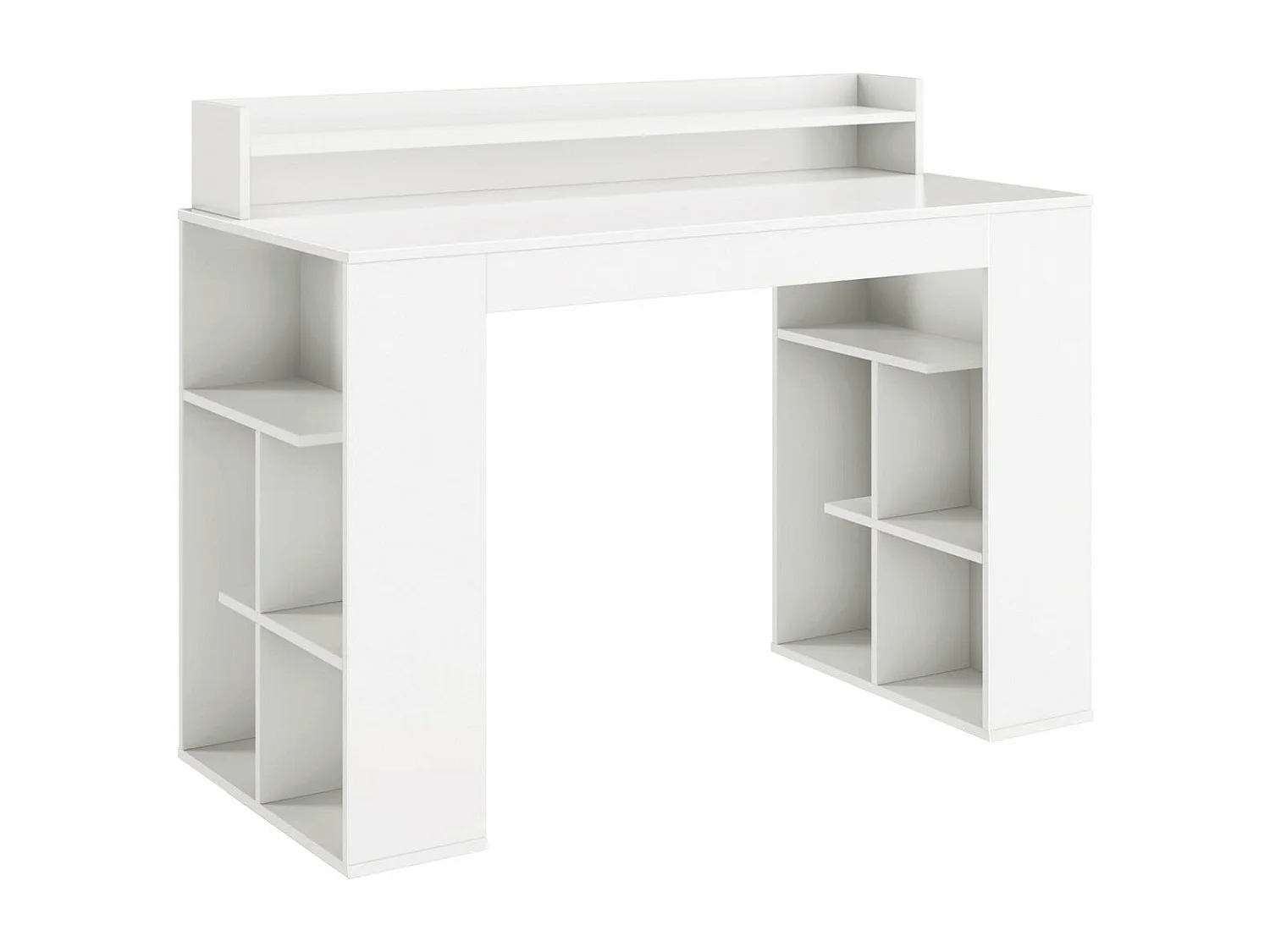 Mesa de computador com prateleira elevada e 2 estantes 120 x 54 x 90 cm design clássico para escritório branco 20_0008010