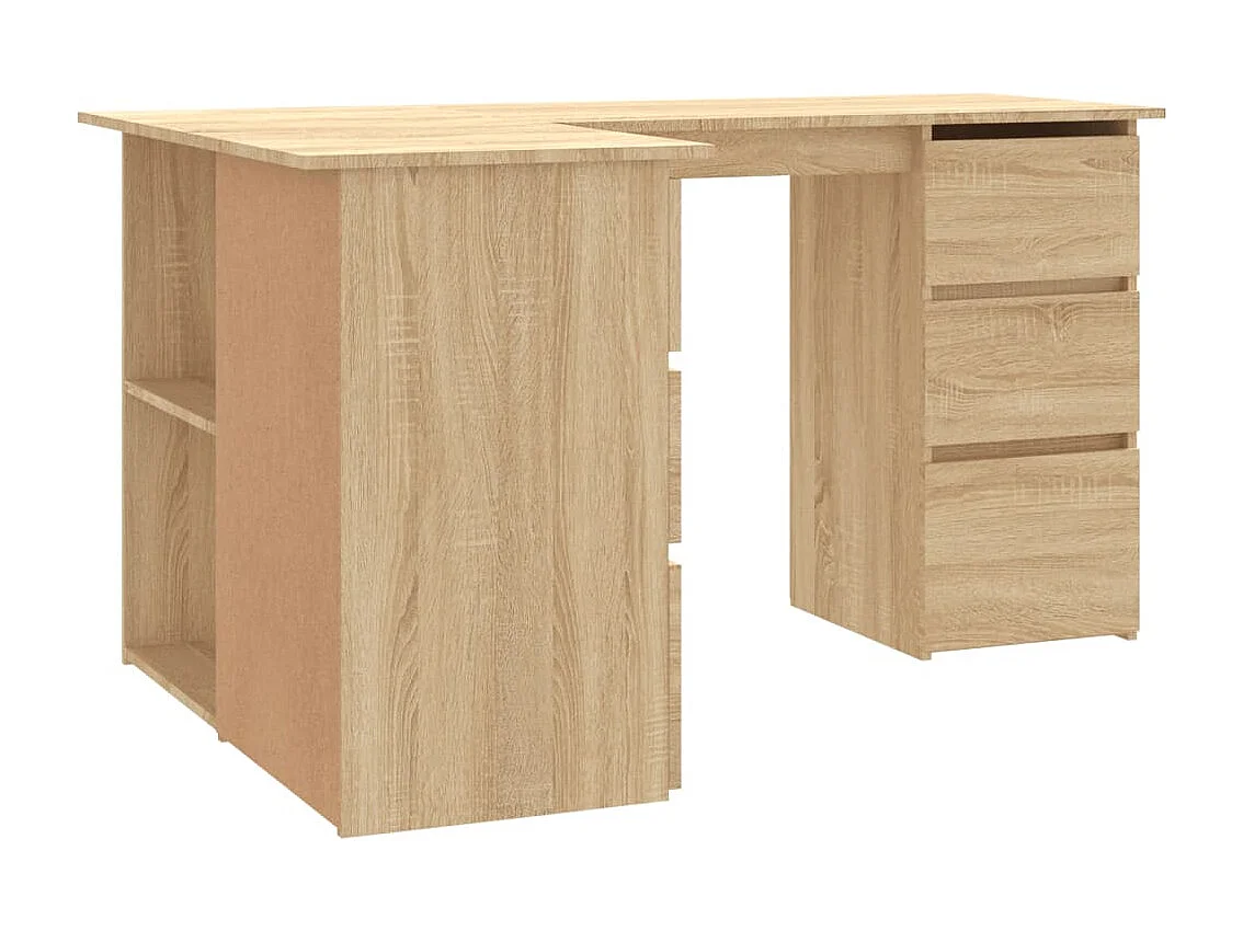 Scrivania tavolo postazione di lavoro mobile per computer angolo IT studio rovere Sonoma 145 x 100 x 76 cm derivati ​​del legno marrone 02_0023679