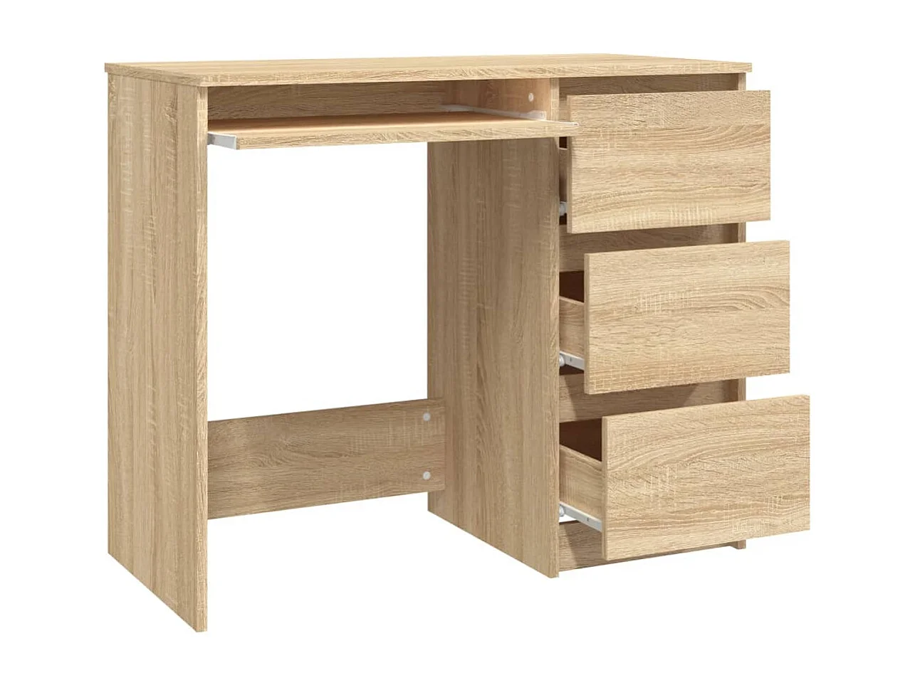 Mesa de escritorio puesto de trabajo mueble de ordenador estudio roble sonoma 90 x 45 x 76 cm madera contrachapada marrón 02_0023663