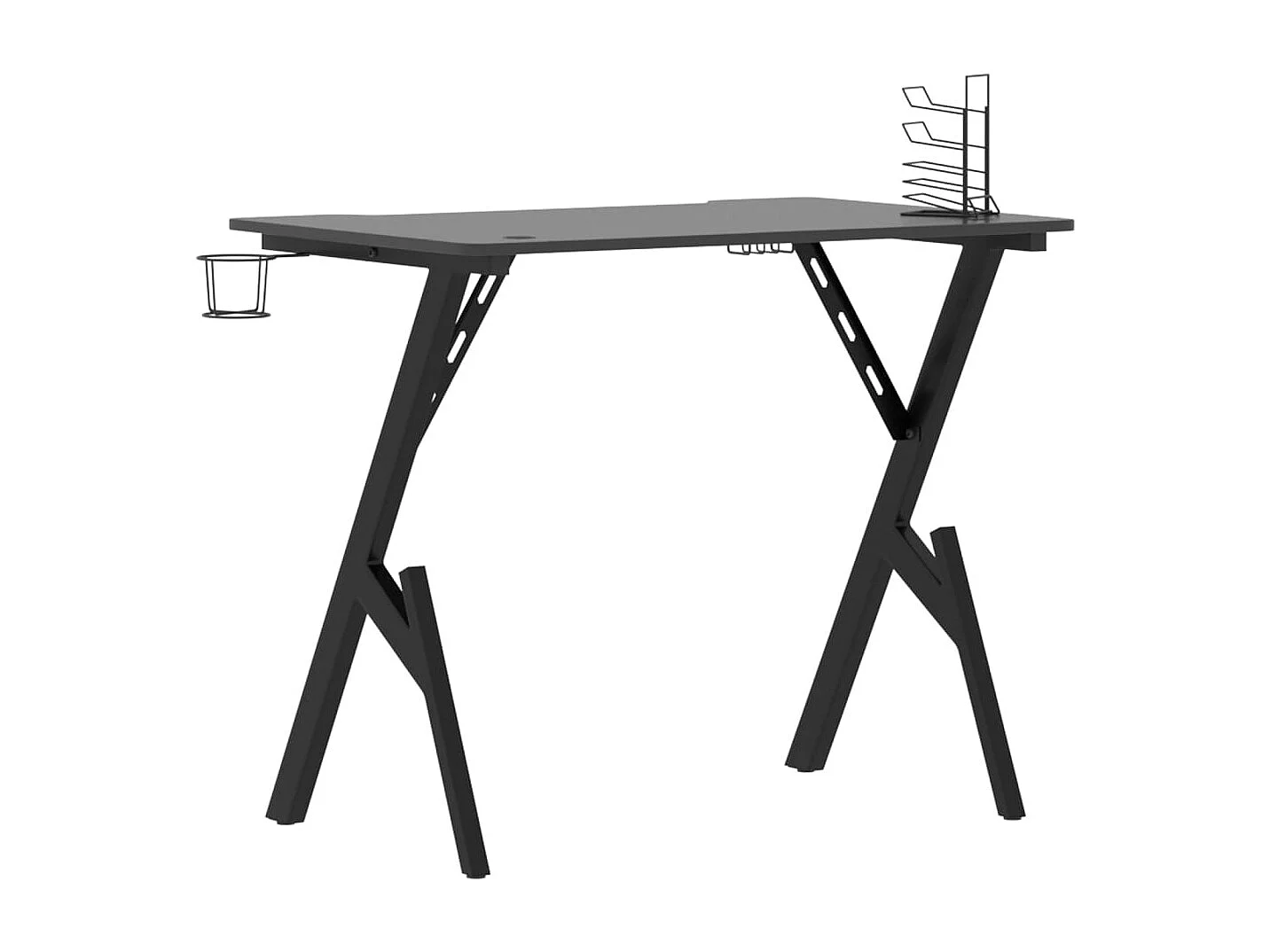 Scrivania tavolo postazione di lavoro mobile per computer studio IT gaming con gambe a Y 90 x 60 x 75 cm nero 02_0023772