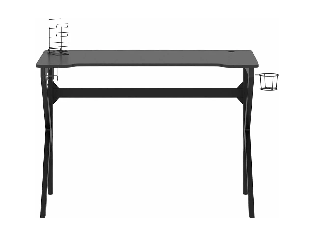 Mesa de escritorio puesto de trabajo mueble para ordenador estudio de juegos de ordenador con patas en forma de K 110 x 60 x 75 cm negro 02_0023769